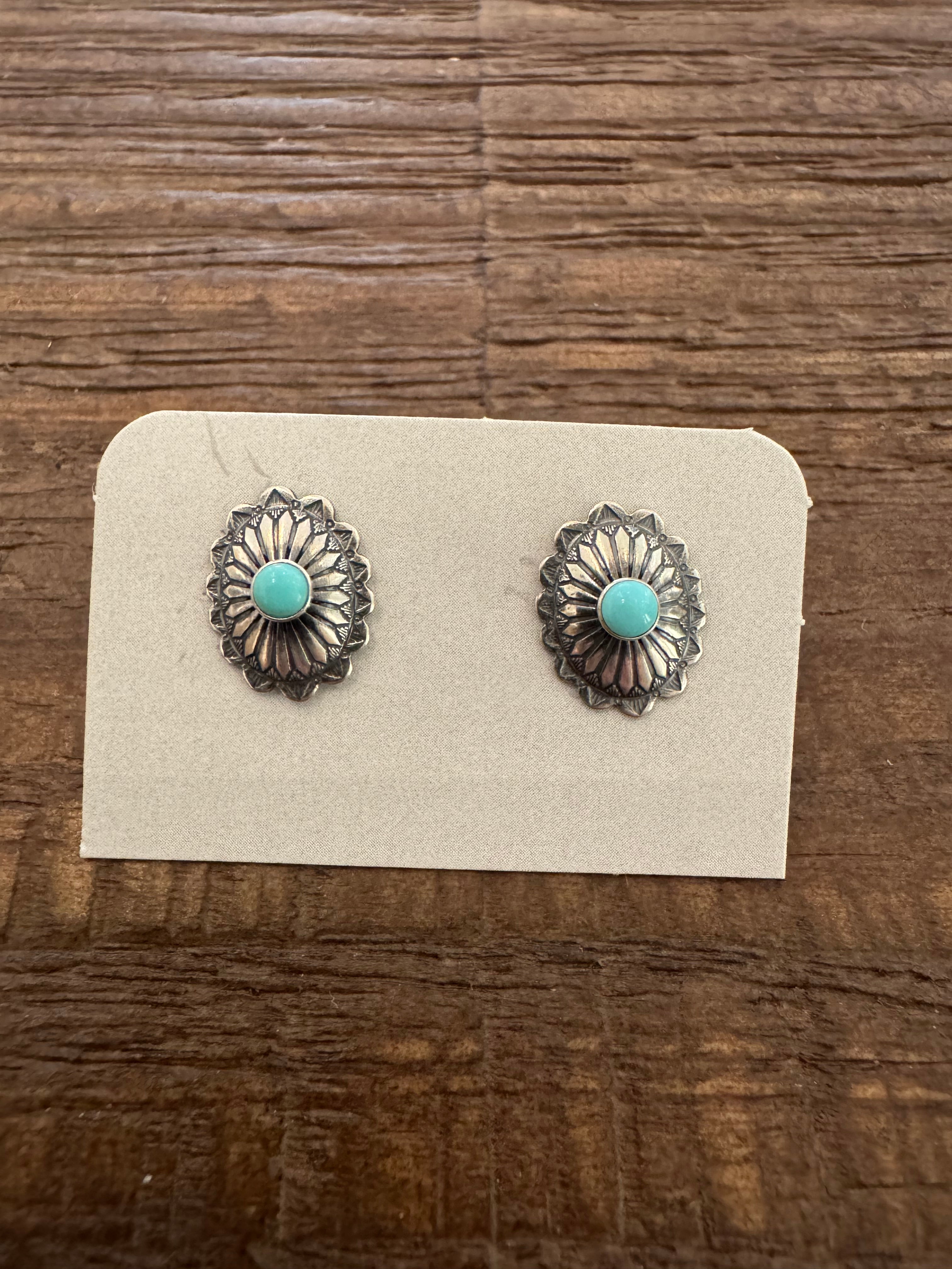 Kingman Turquoise Sterling Silver Stud Earrings