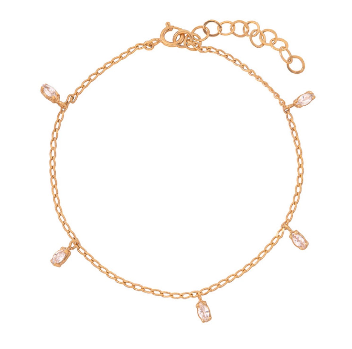 Sterling Silver Bracelet - 5 Drop CZ