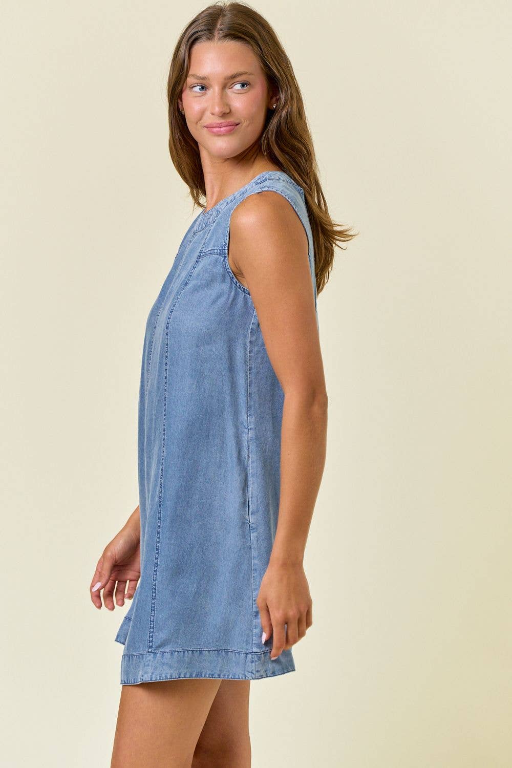 Denim Chambray Sleeveless Mini Dress