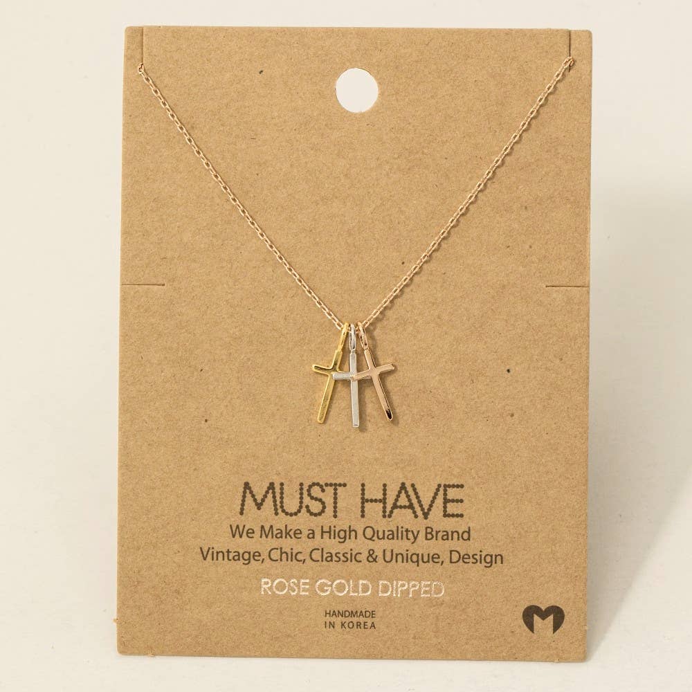 Trinity Cross Pendant Necklace