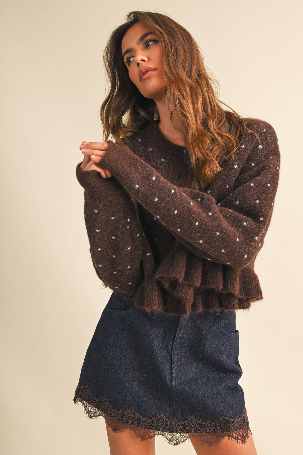 Lace Denim Skirt