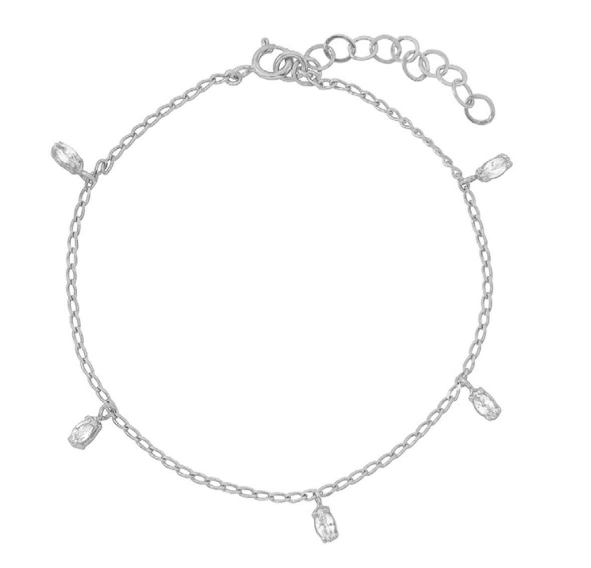 Sterling Silver Bracelet - 5 Drop CZ