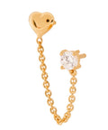 Sterling Silver 14K Gold Dipped Earrings - Heart CZ Stud