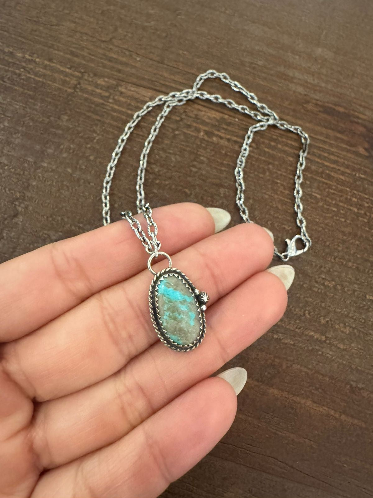 Turquoise Sterling Silver Necklace - Oval