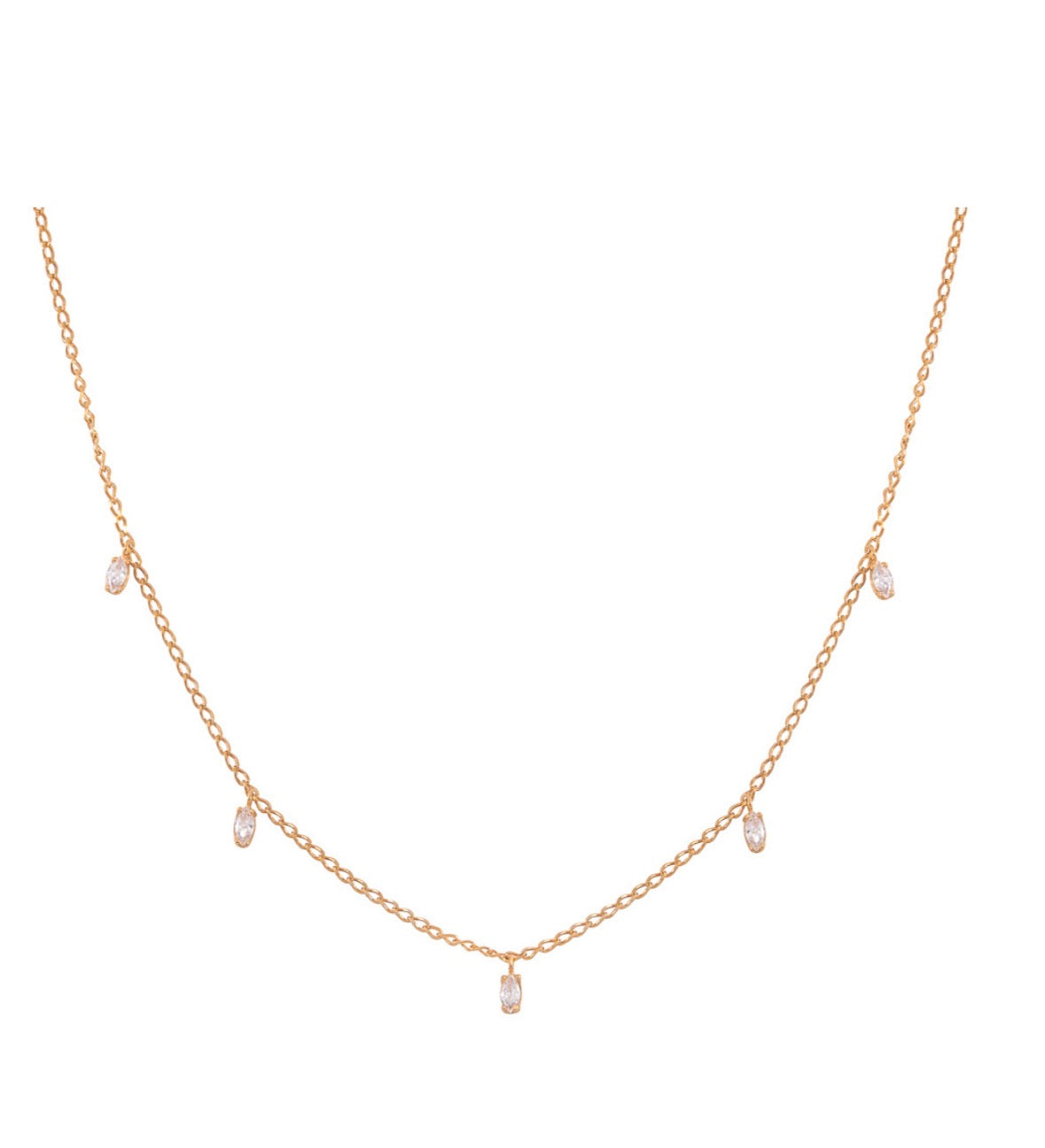 Sterling Silver Necklace - 5 Bar CZ drop