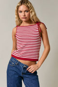Stripe Knit Tie Top