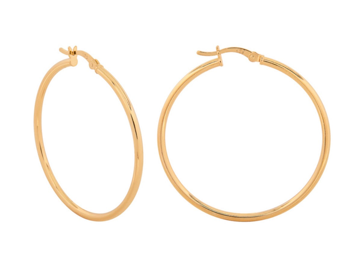 Sterling Silver 14K Gold Dipped Earrings - Hoop