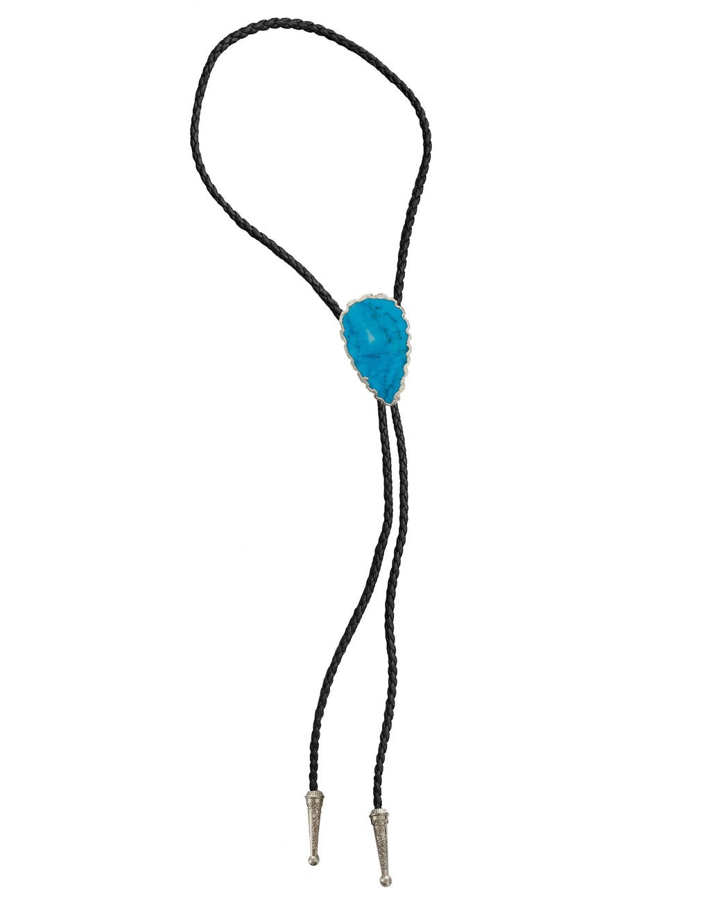Gemstone Bolo Tie - Blue Turquoise (Silver)