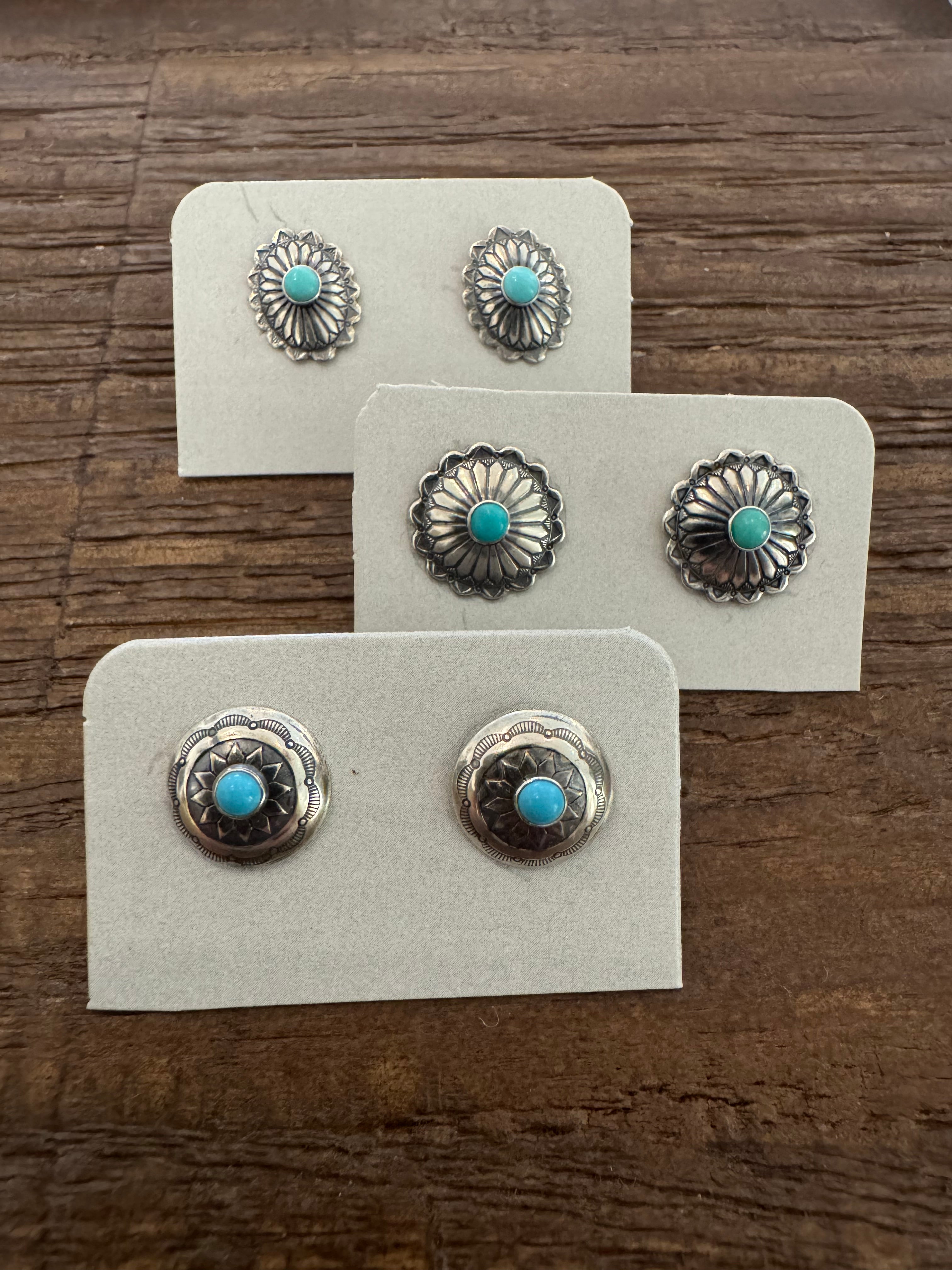 Kingman Turquoise Sterling Silver Stud Earrings