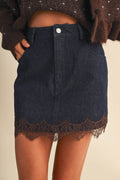 Lace Denim Skirt
