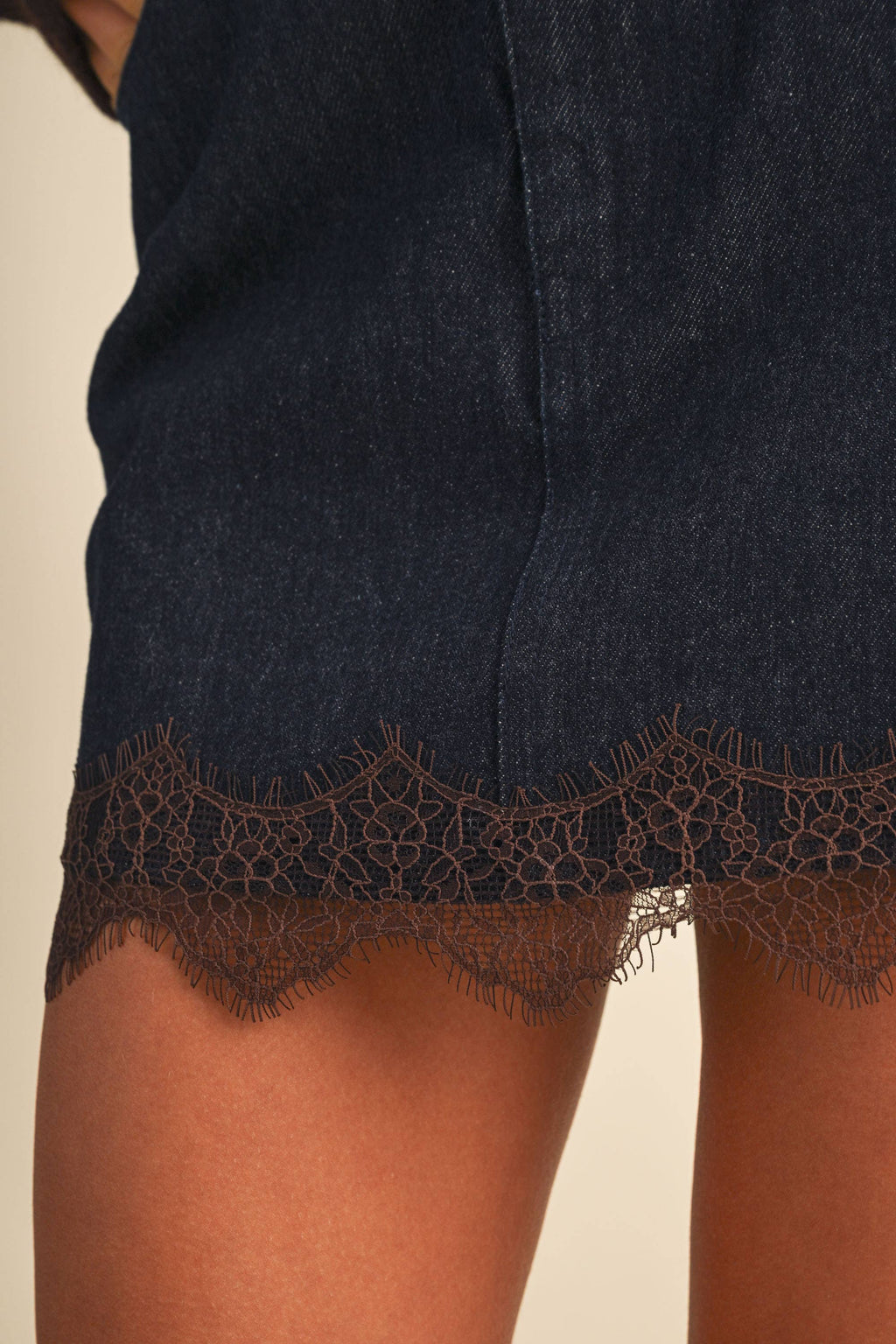 Lace Denim Skirt