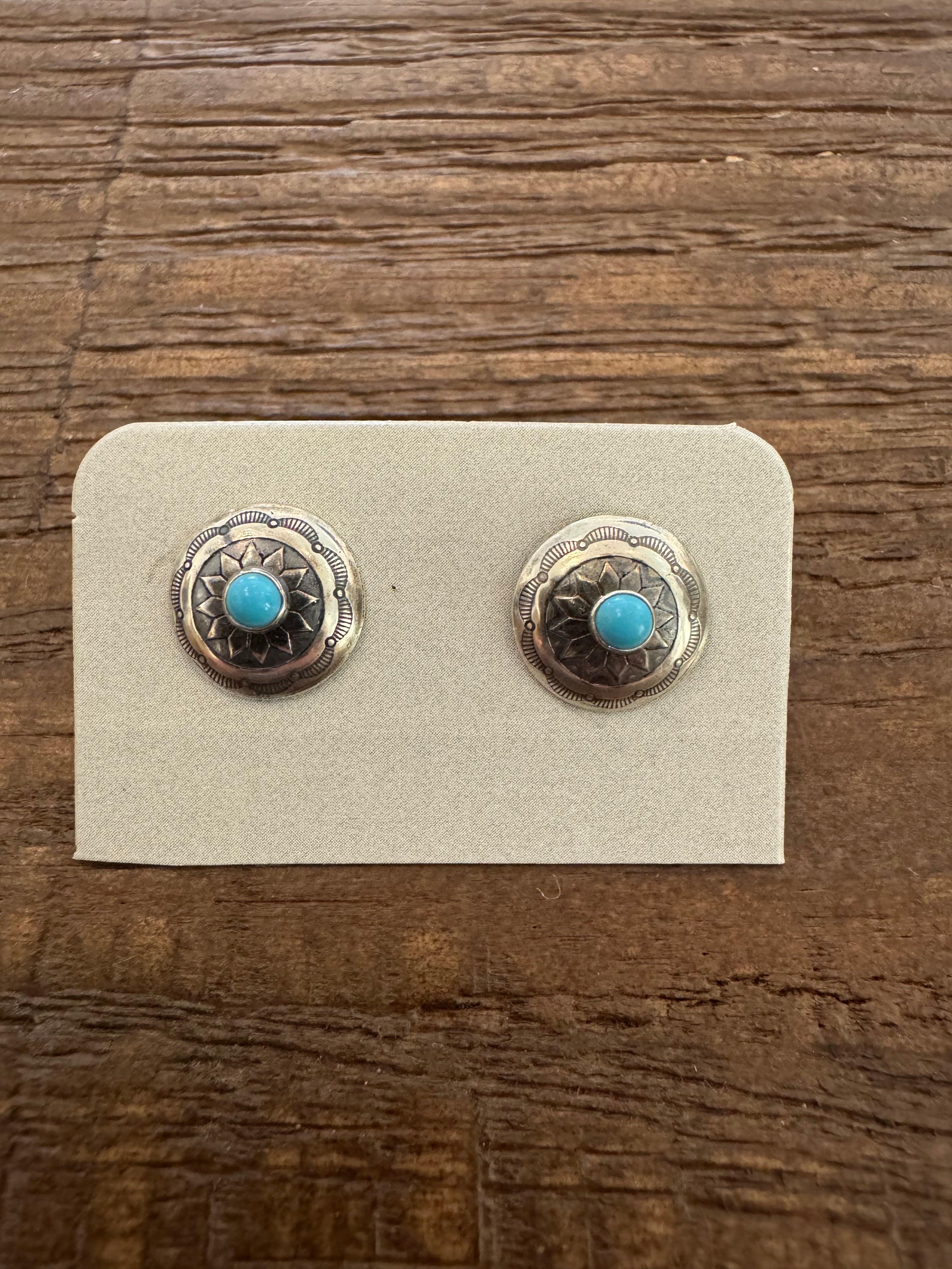 Kingman Turquoise Sterling Silver Stud Earrings