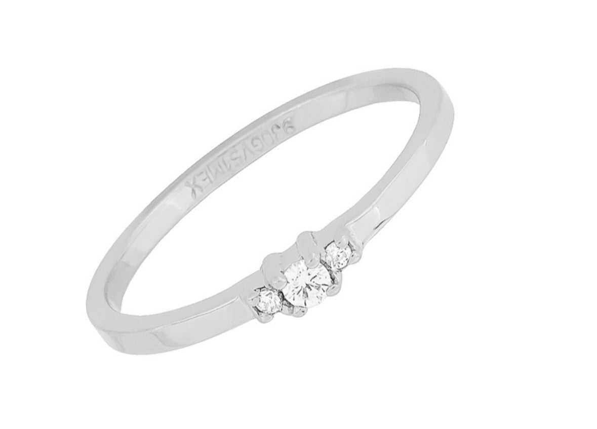 Sterling Silver Ring - Triple CZ
