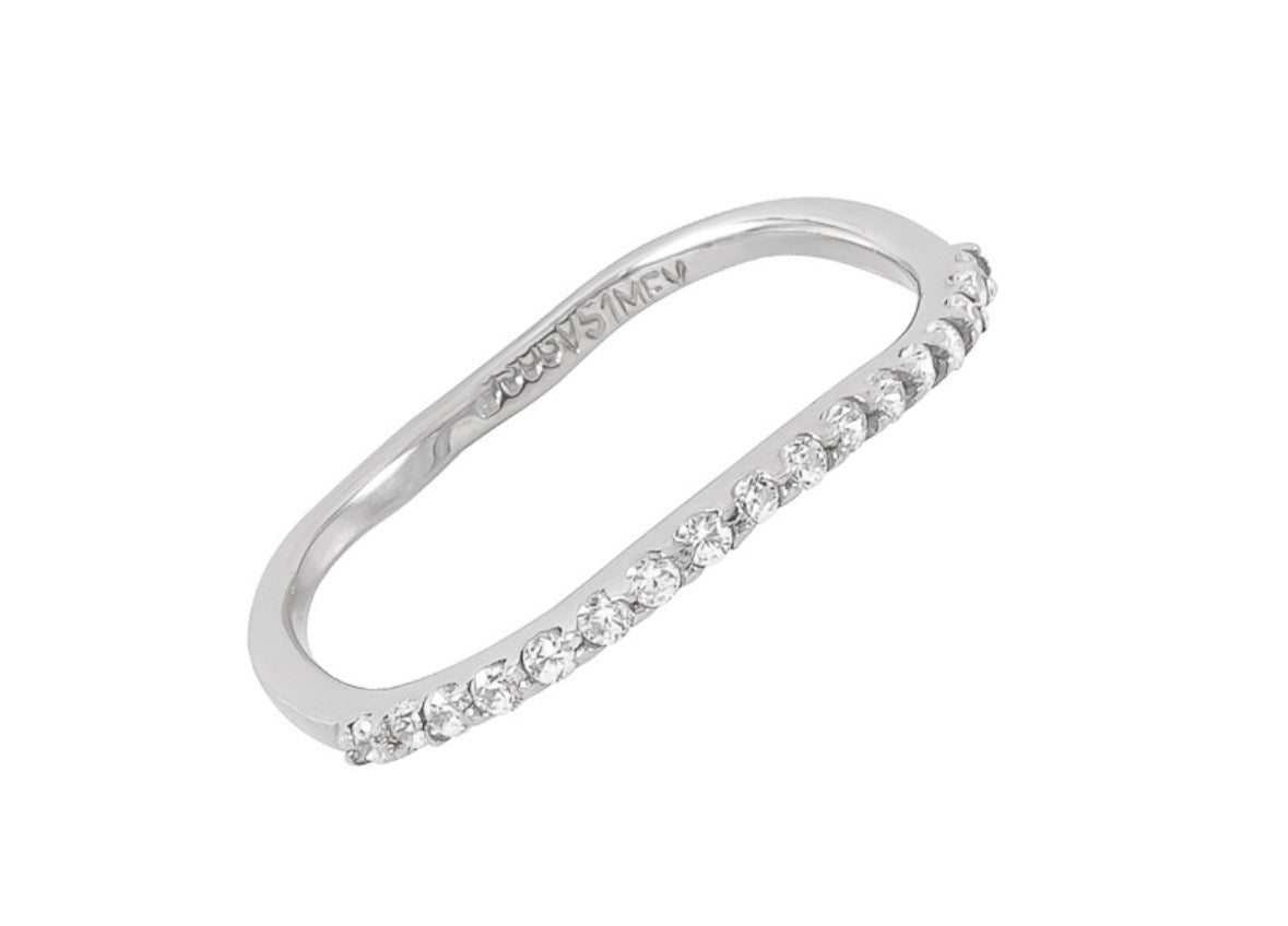 Sterling Silver Ring - Irregular CZ