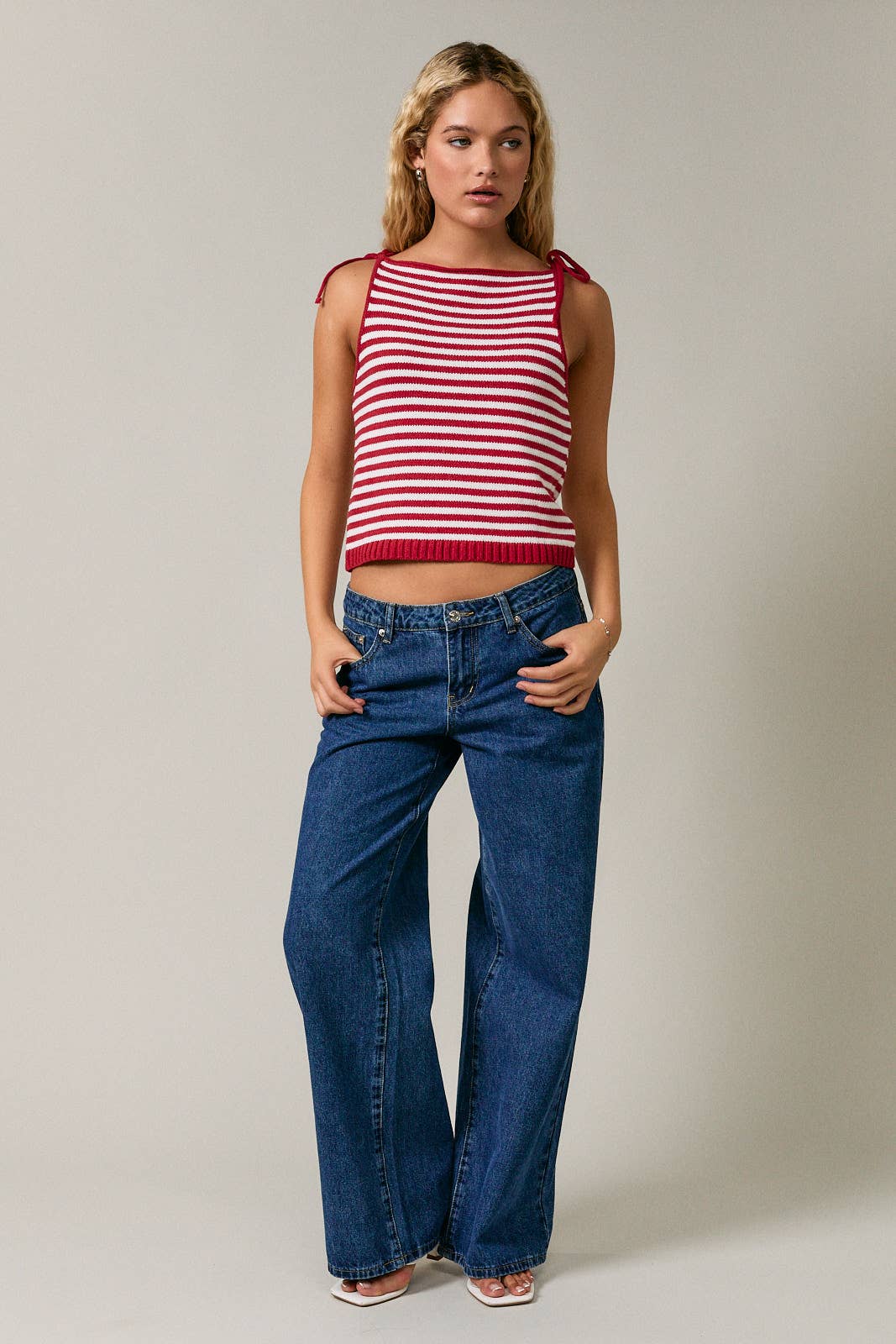 Stripe Knit Tie Top
