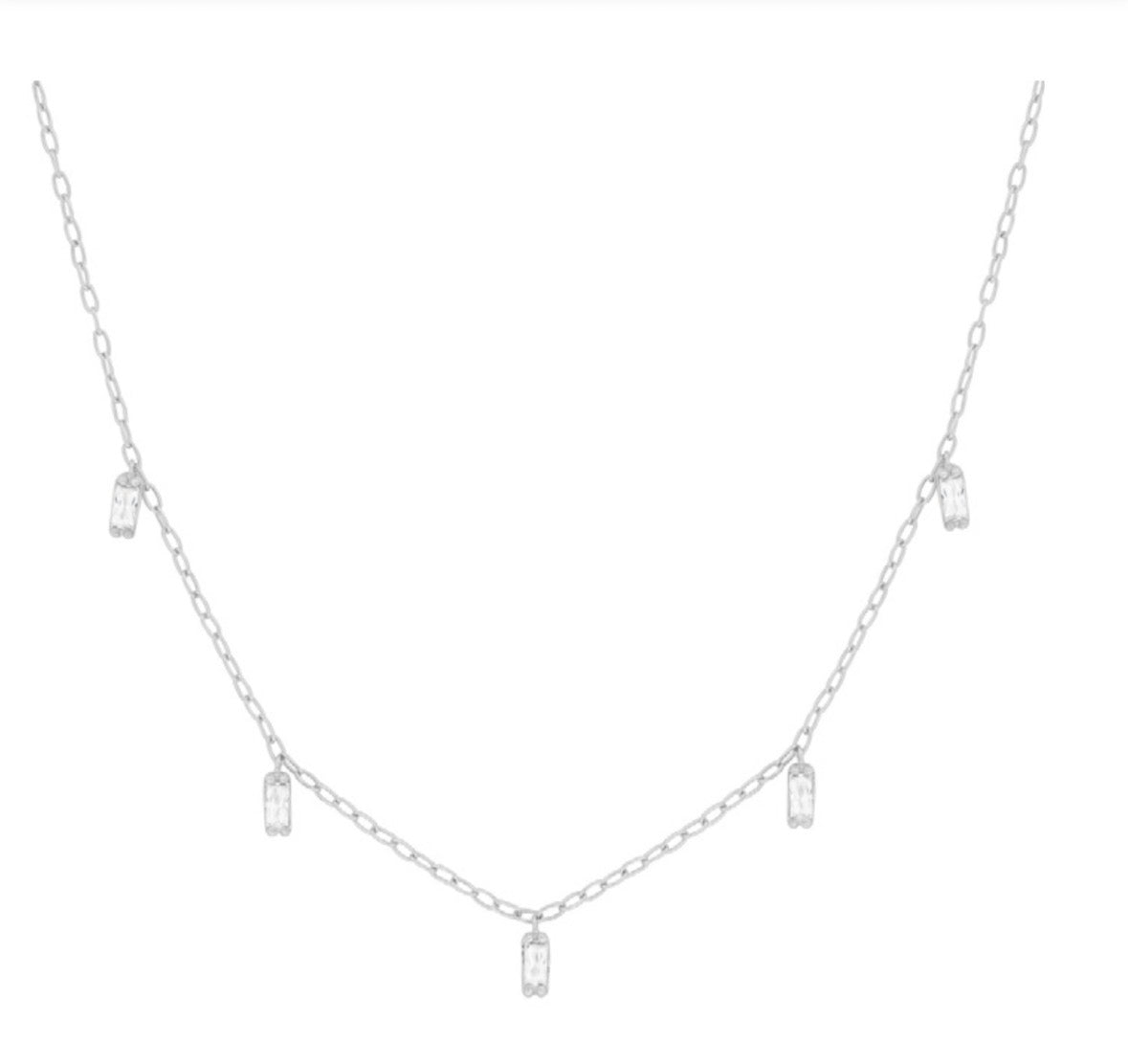 Sterling Silver Necklace - Rectangle 5 Drop
