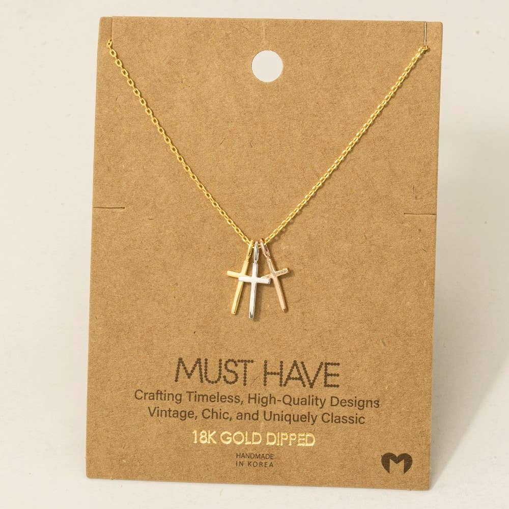 Trinity Cross Pendant Necklace