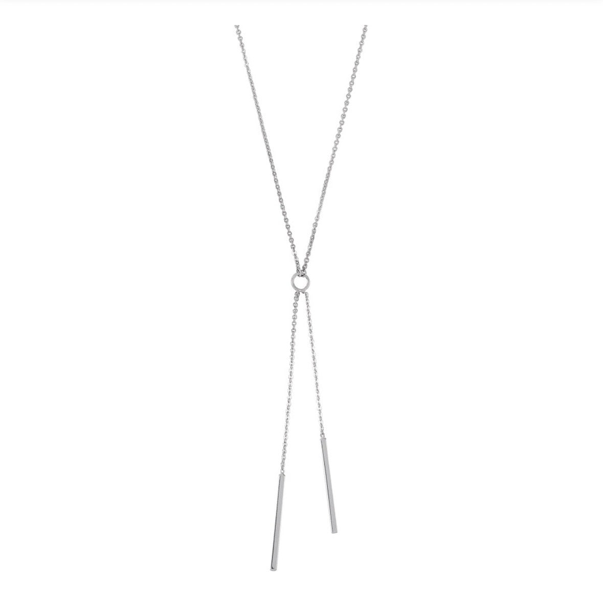 Sterling Silver Necklace - Double Drop Bar