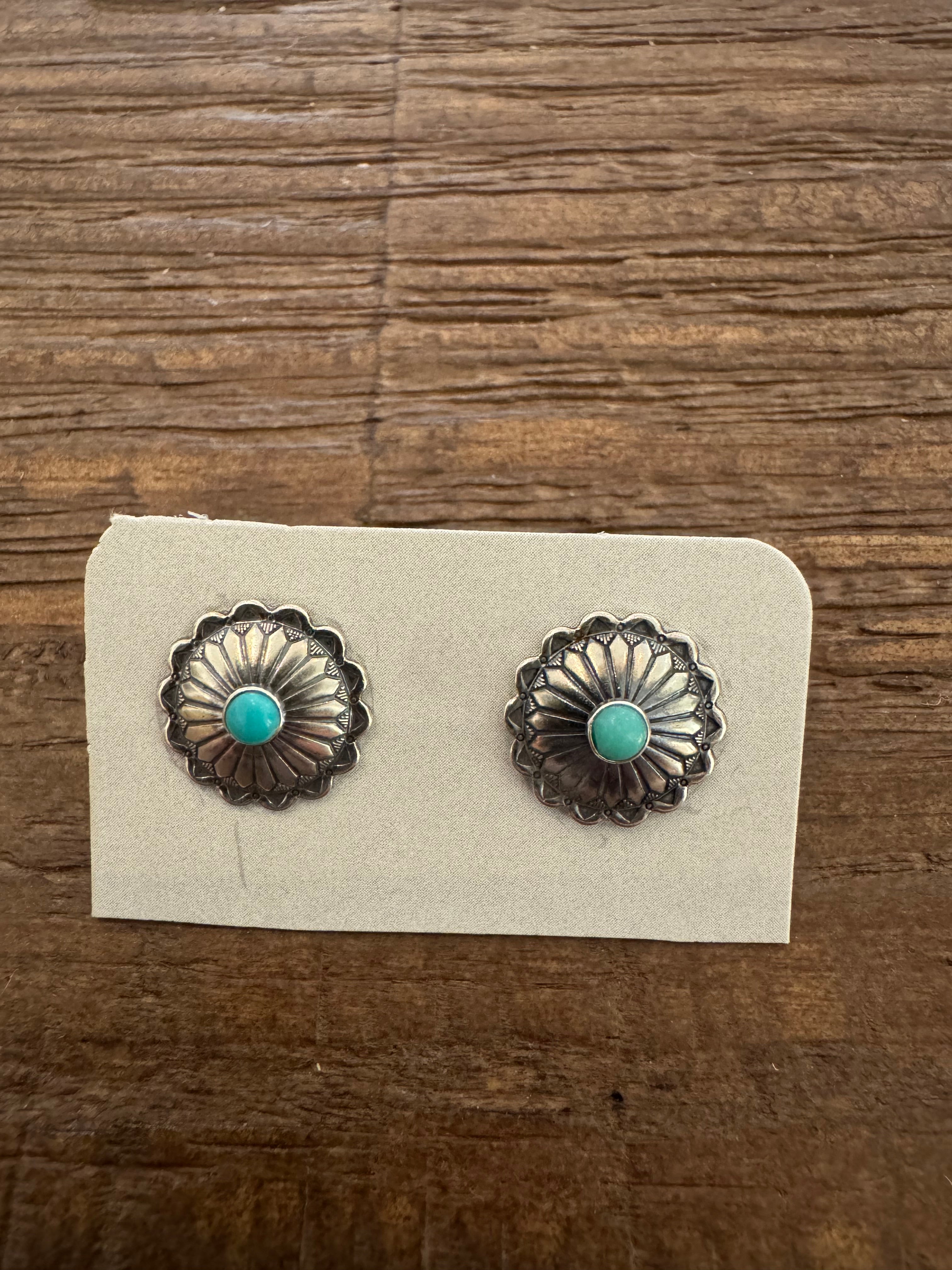 Kingman Turquoise Sterling Silver Stud Earrings