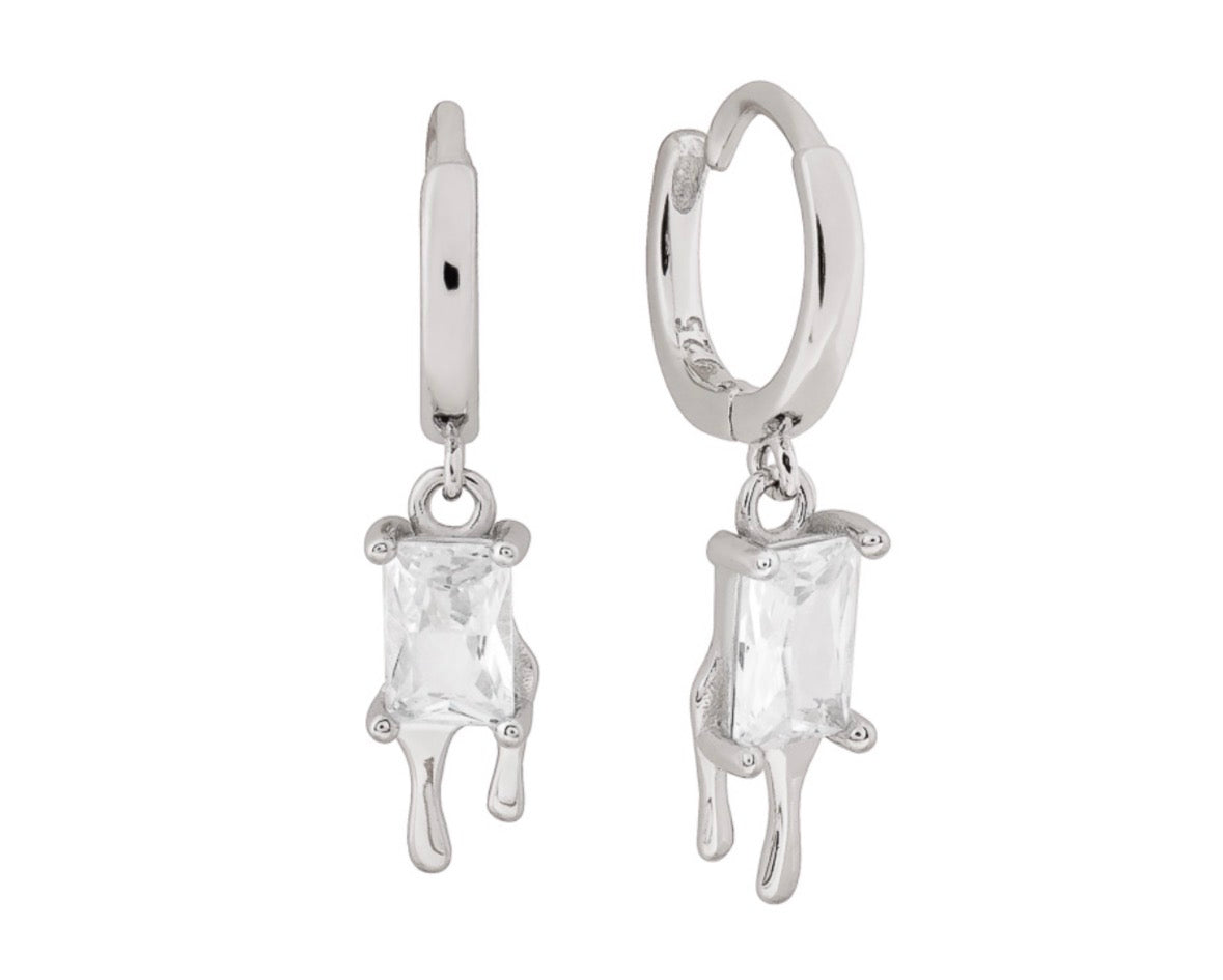 Sterling Silver Earrings - Paint CZ Drop