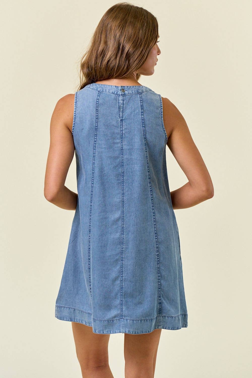 Denim Chambray Sleeveless Mini Dress