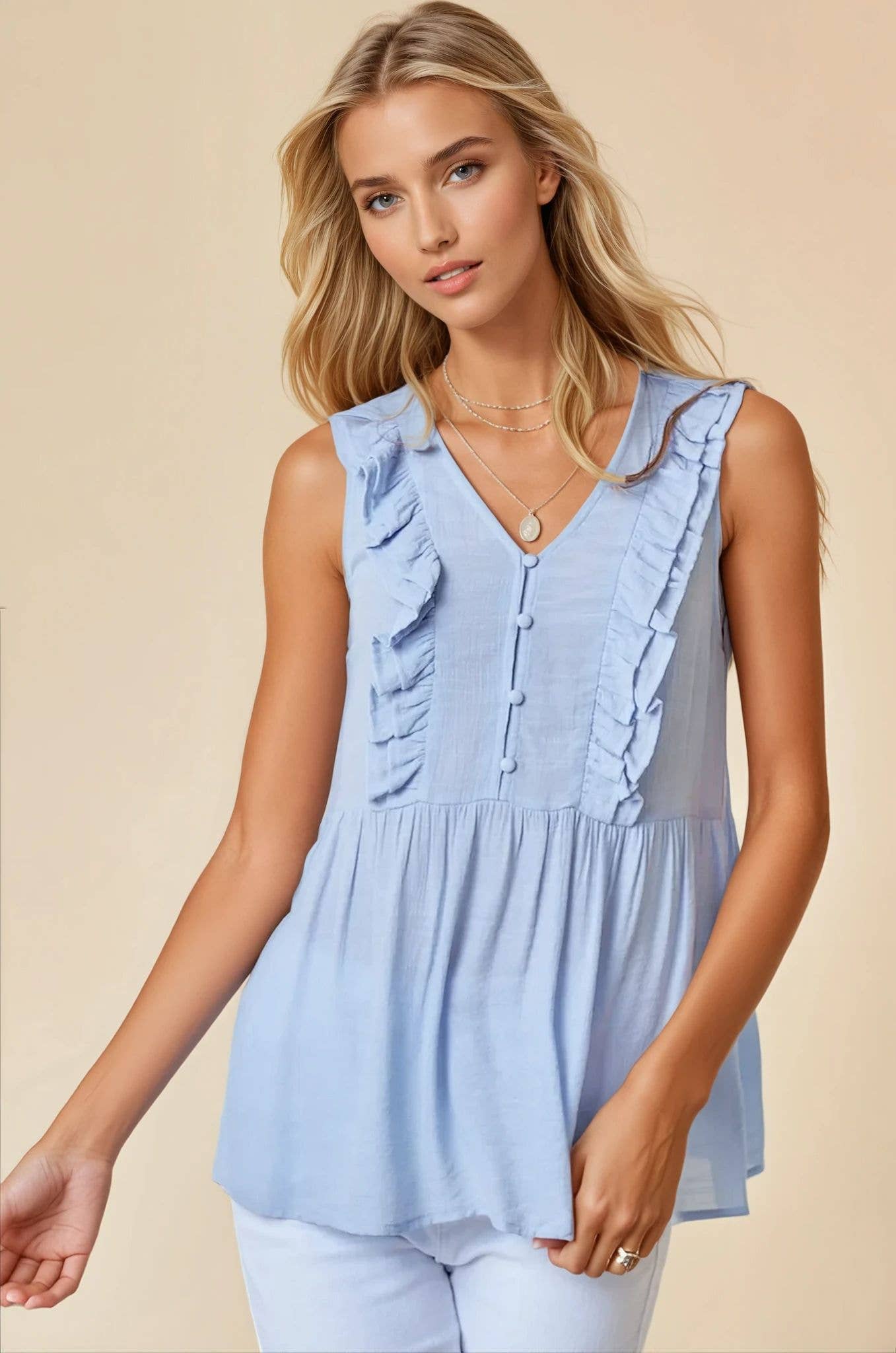 Sky Ruffle Blouse