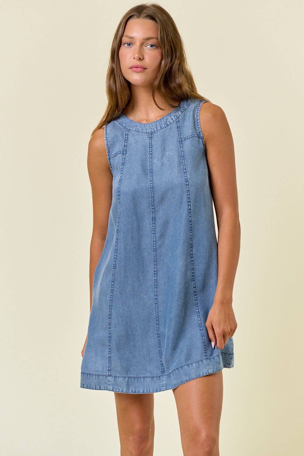 Denim Chambray Sleeveless Mini Dress