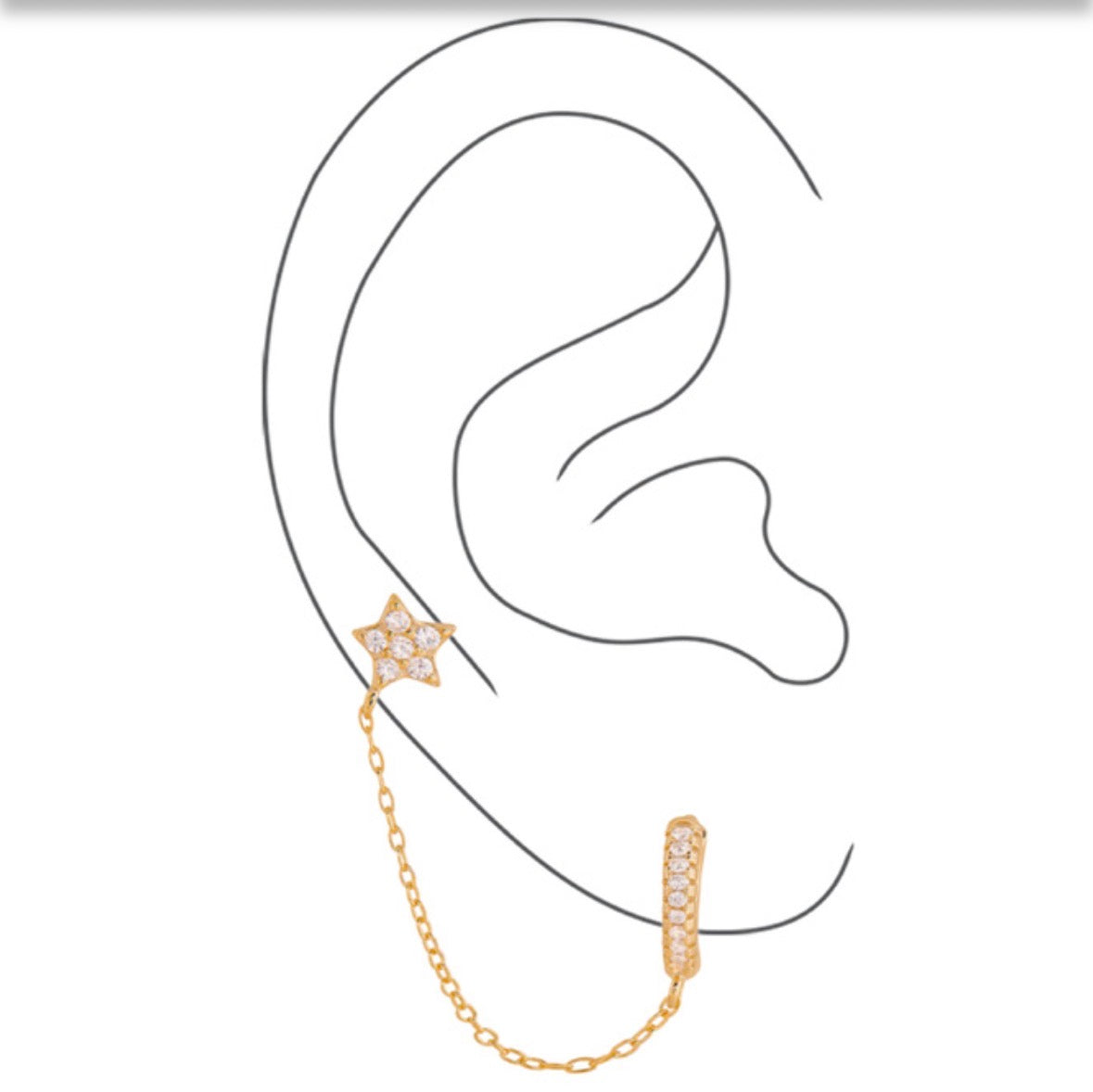 Sterling Silver 14K Gold Dipped Earrings - Star Hoop