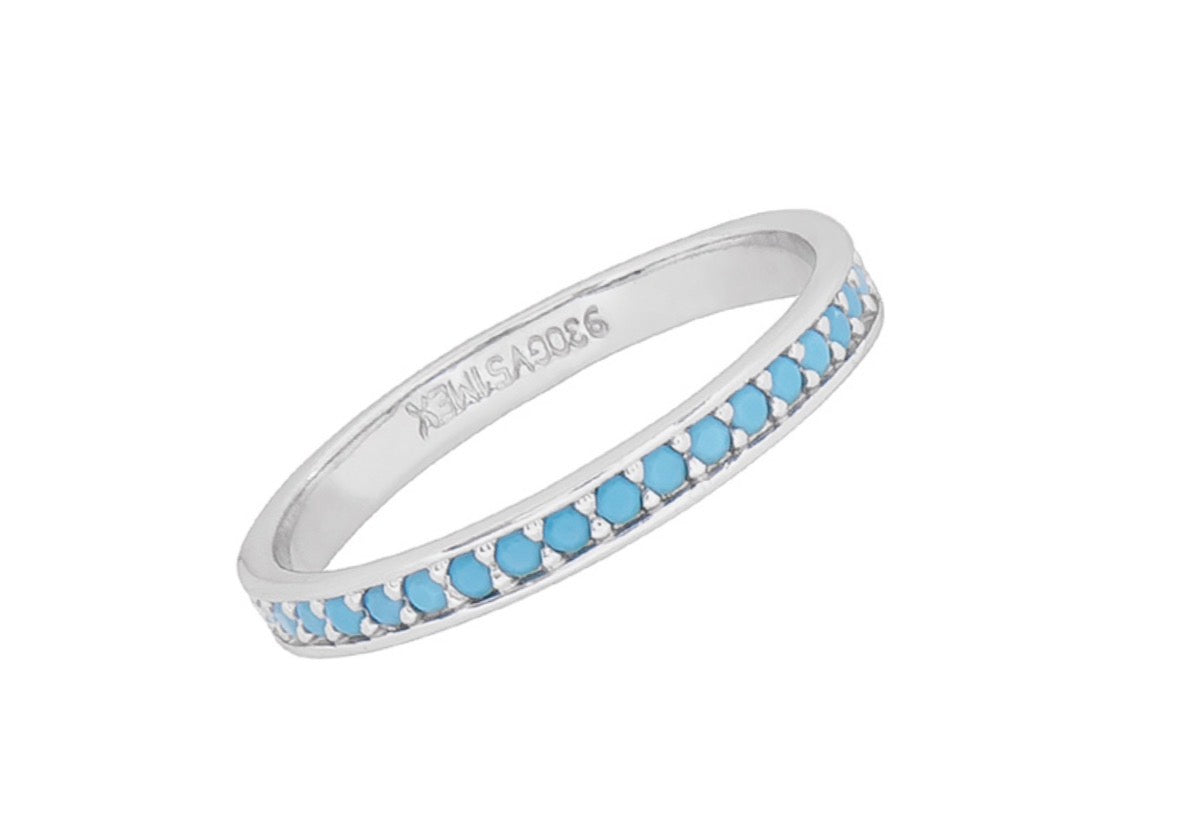 Sterling Silver Ring - Turquoise Tennis
