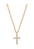 Sterling Silver 14K Gold Dipped Necklace - Cross CZ