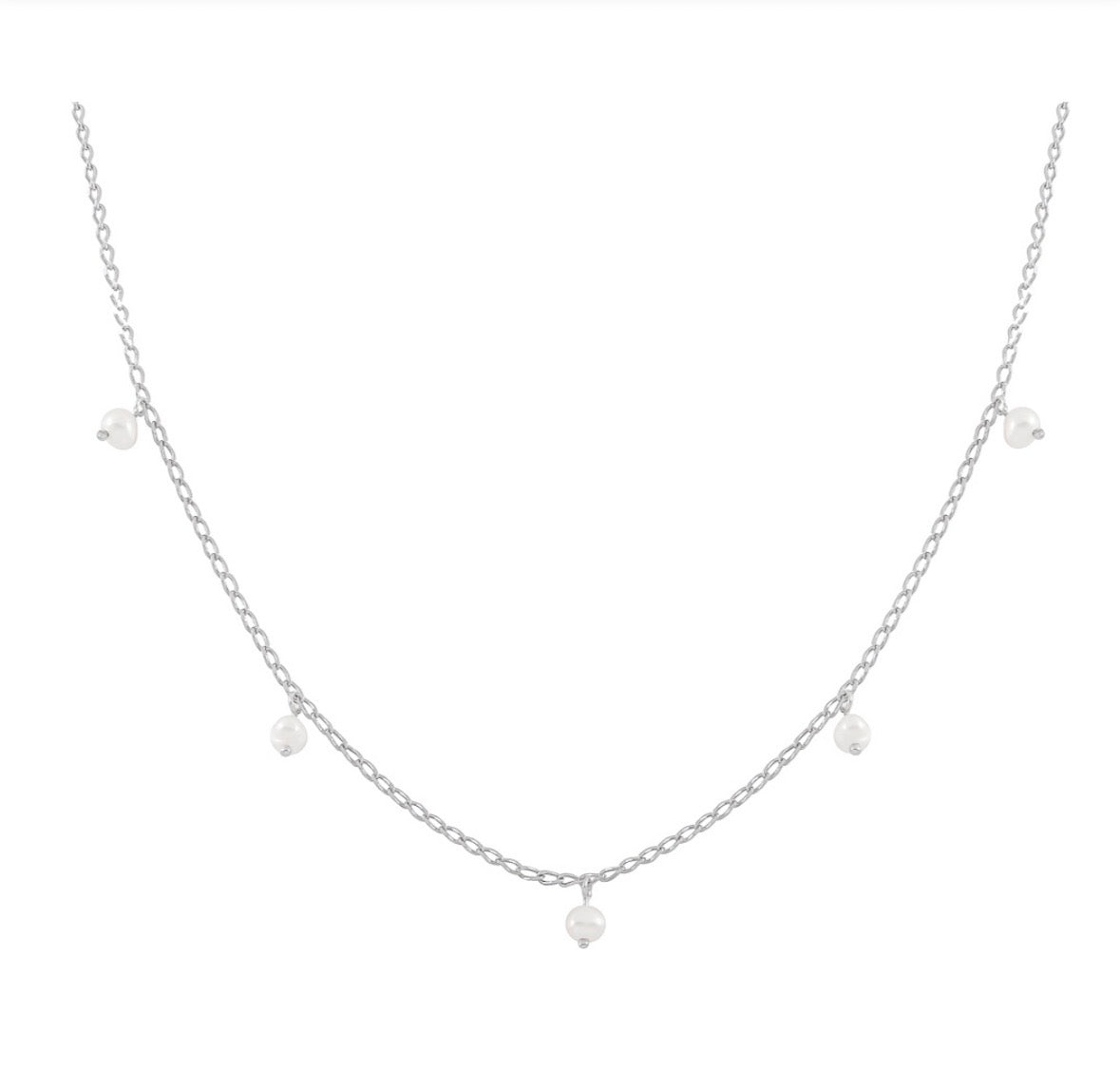 Sterling Silver Necklace - 5 Freshwater Pearl