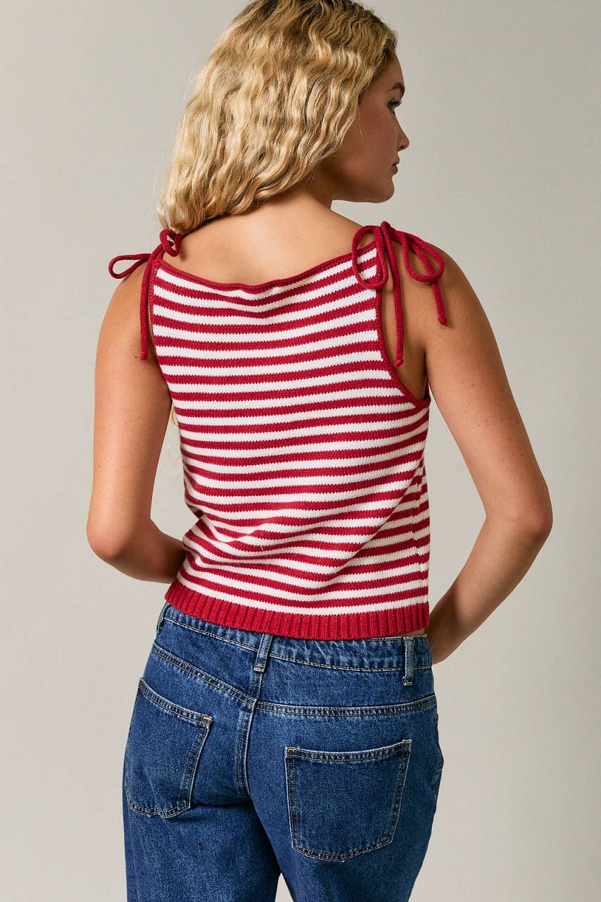 Stripe Knit Tie Top
