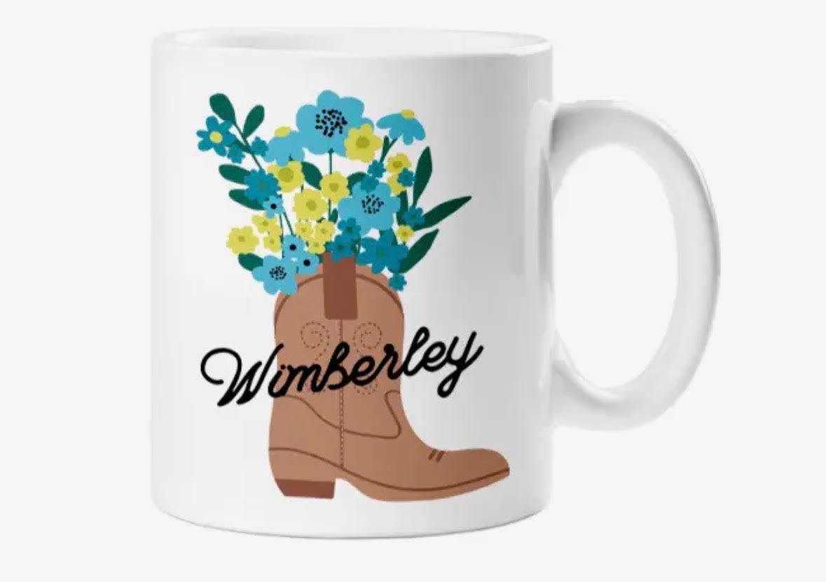Wimberley Cowboy Boot Mug | Texas Hill Country Bluebonnet