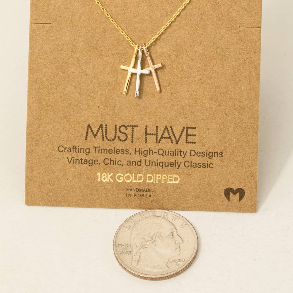 Trinity Cross Pendant Necklace