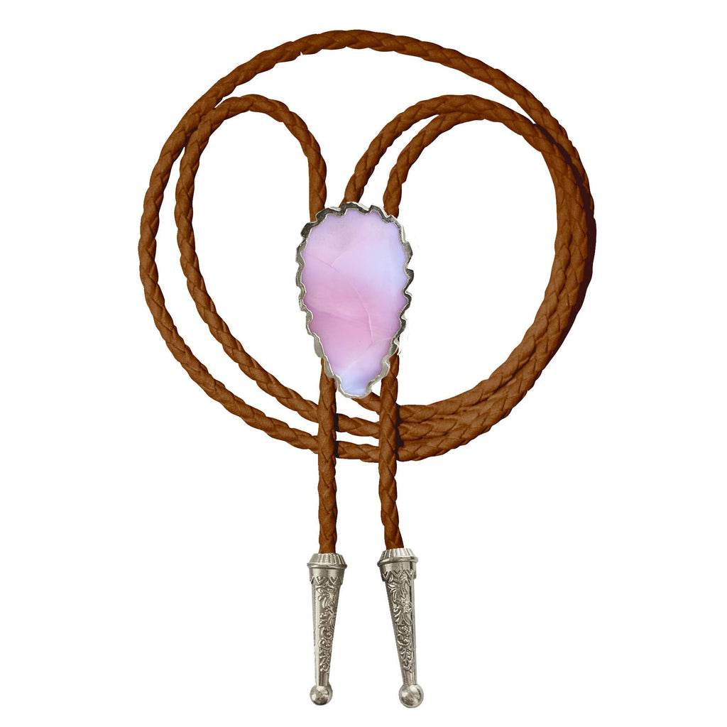 Gemstone Bolo Tie - Pink Opal (Silver)