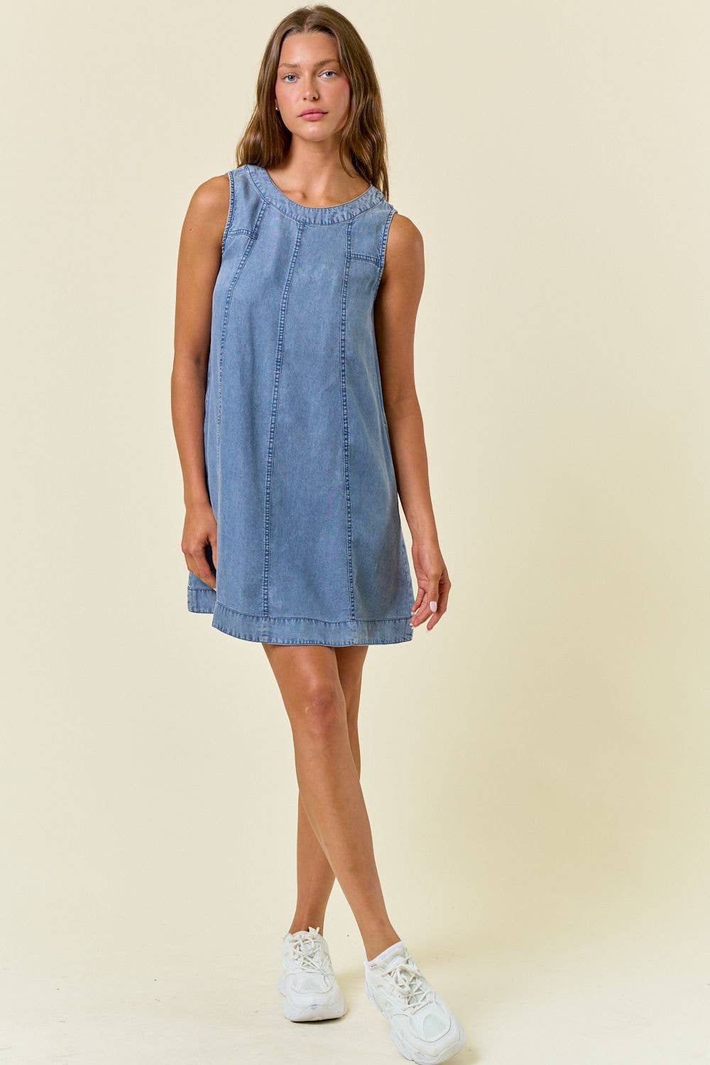 Denim Chambray Sleeveless Mini Dress