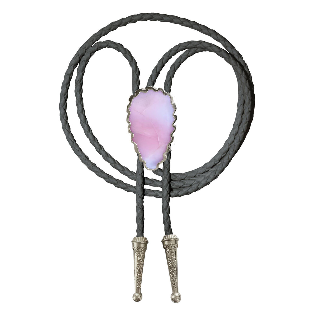 Gemstone Bolo Tie - Pink Opal (Silver)