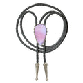 Gemstone Bolo Tie - Pink Opal (Silver)