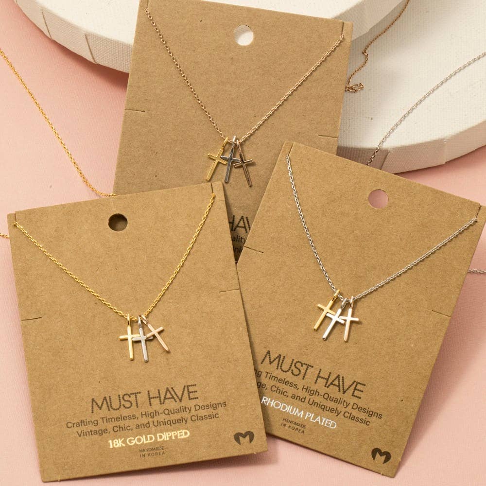 Trinity Cross Pendant Necklace